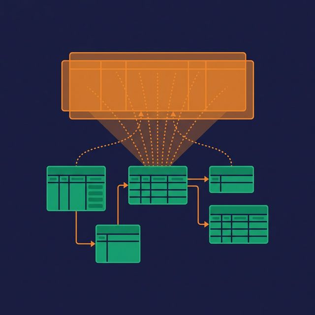 Virtual view acting as a denormalized layer over normalized source tables