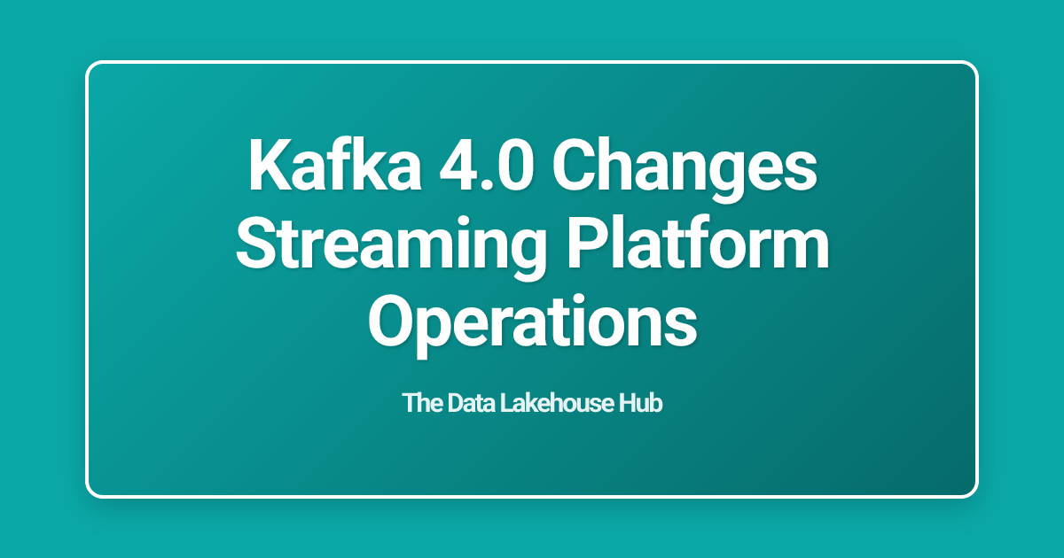 Kafka 4.0 Changes Streaming Platform Operations